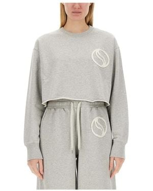 Stella McCartney Logo Patch Cropped Sweatshirt - Grijs