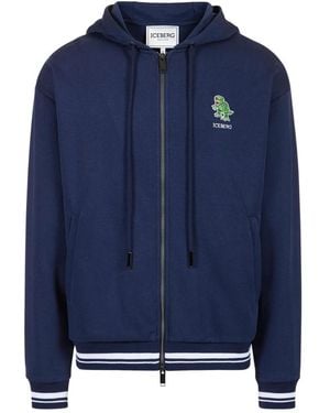 Iceberg Hoodies & Sweatvesten ,Blauw ,Katoen Dino Social Club Hoodie