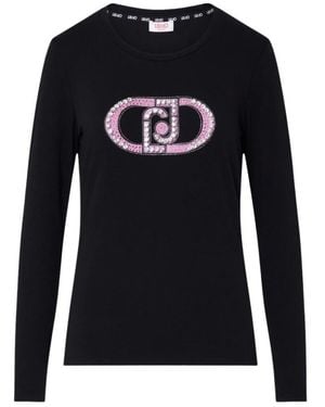 Liu Jo Tops ,Zwart ,Katoen Ecs T-Shirt Basica M