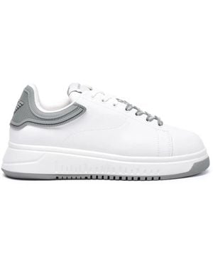 Emporio Armani Leder-Sneaker Mit Gummisohle - Weiß