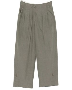 Low Classic Broeken ,Grijs ,Katoen Washed Cotton Wide Two-Tuck Pants