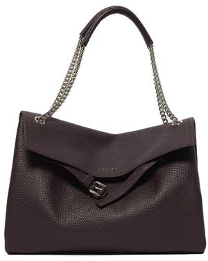 Orciani Tassen ,Bruin ,Leer Venus Soft Midi Schoudertas - Zwart