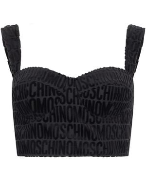 Moschino Tops ,Zwart ,Katoen Korte Top Met Dunne Bandjes