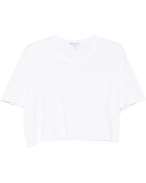 James Perse Tops ,Wit ,Katoen Cropped Relaxed Fit Pocket Tee