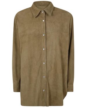 Salvatore Santoro Jassen ,Leer Oversized Leren Jas - Groen