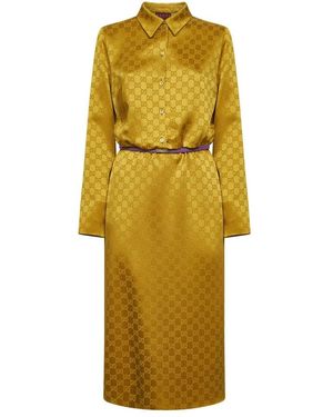 Gucci Kleedjes ,Geel ,Leer Gg Acetate Jacquard Dress