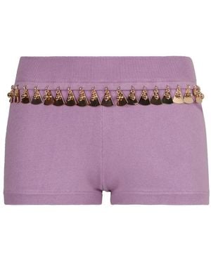 Rabanne Decoratieve Ribgebreide Shorts Met Sierrand - Paars