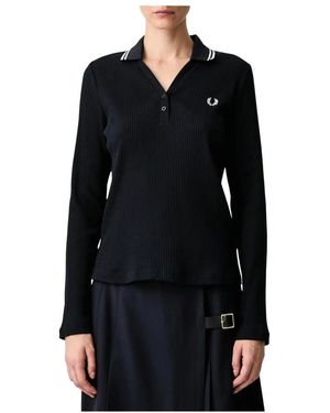 Fred Perry Twin Tipped Ribbed Poloshirt - Zwart