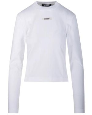 Jacquemus Tops ,Wit ,Le T-Shirt Gros Grain Ml