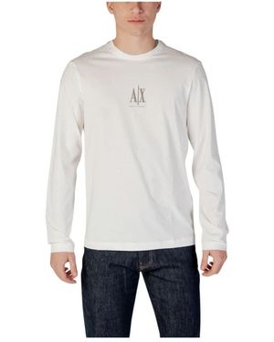 ARMANI EXCHANGE Weißes langarm-t-shirt mit print