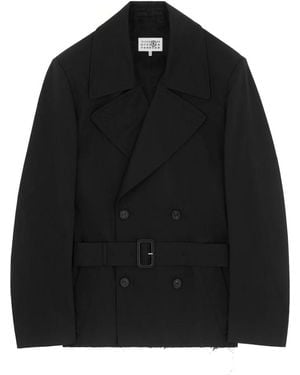 MM6 by Maison Margiela Double-Breasted Coats - Black
