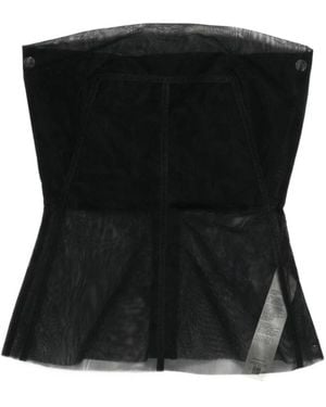 Rick Owens Tops ,Zwart ,Sheer Mesh Bustier Top