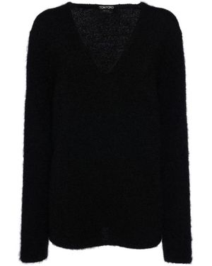 Tom Ford V-Ausschnitt Strickpullover - Schwarz