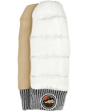 Chloé Tweekleurige Nylon En Leren Handschoenen - Wit