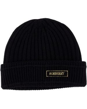 Burberry Zwarte Wollen Beanie Muts