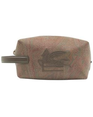 Etro Tassen ,Bruin ,Katoen Essential Small Jacquard Pouch