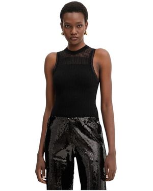 Patrizia Pepe Tops ,Zwart ,Polyester Transparante Gebreide Tanktop