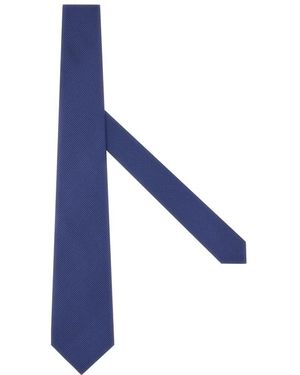 BOGGI Geometrisch Motief Zijden Stropdas - Blauw