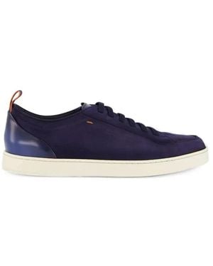 Santoni Schoenen ,Blauw ,Leer Montecarlo Sneakers