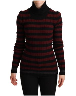 Dolce & Gabbana Schwarz-rot gestreifter Pullover aus Wolle