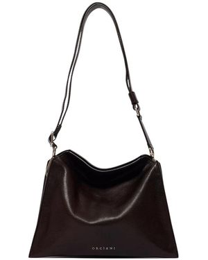 Orciani Tassen ,Bruin ,Leer Trinity Lagoon Small Shoulder Bag - Zwart