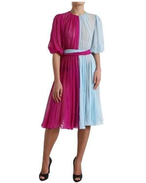 Dolce & Gabbana Kleedjes ,Roze ,Two Tone Midi Jurk - Rood