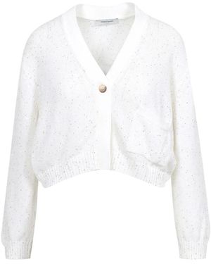 Gran Sasso Micro Sequins Full Milano Cardigan - Wit