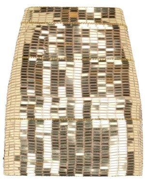 Roberto Cavalli Rokken ,Geel ,Polyester Minirok Met Gouden Applicaties - Naturel