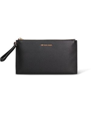 Michael Kors Jet Set Travel Large Pebbled Leather Pouch - Zwart