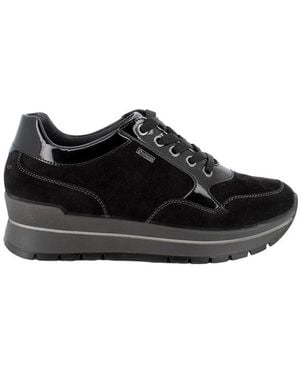 Igi&co Schwarze Goretex Textil Sneakers Mit 5Cm Gummisohle