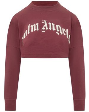 Palm Angels Curved Logo Cropped Sweatshirt - Rood