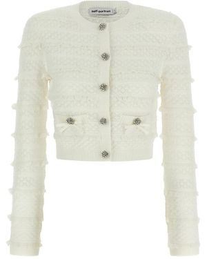 Self-Portrait Jassen ,Wit ,Polyester Pointelle Diamante Cardigan