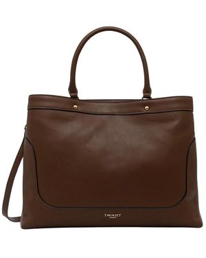 Twinset Tassen ,Bruin ,Polyester Shopper Tas
