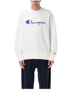 Champion Hoodies & Sweatvesten ,Wit ,Logo Crewneck