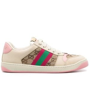 Gucci Screener Web Stripe Leather Trainers - Multicolour