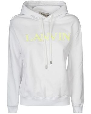 Lanvin Hoodies & Sweatvesten ,Wit ,Katoen Optic Hooded Sweatshirt