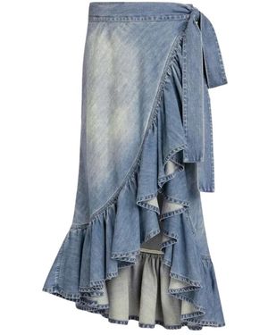 Alaïa Rokken ,Blauw ,Denim Denim Ruffle Rok