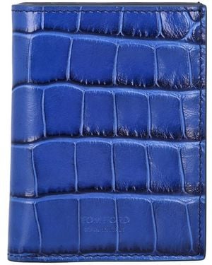 Tom Ford Accessoires ,Blauw ,Leer Card Holder Crocco Print