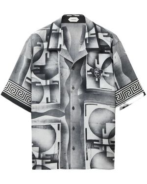 Versace Overhemden ,Zwart ,Shirt Met Korte Mouwen - Grijs