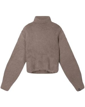 10Days Cropped Rollkragen-Strick - Grau