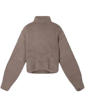 10Days Cropped Turtleneck Knit - Grijs