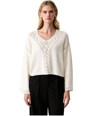 Twinset Truien & Vesten ,Wol Wijdvallende Trui Van Geperste Wolmix - Wit