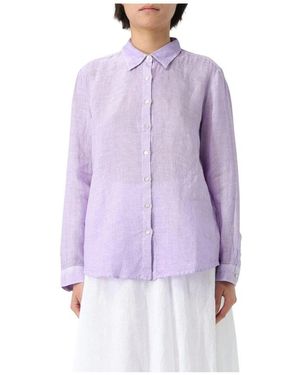 120% Lino Leinen Buttondown Hemd Flieder - Lila