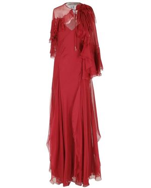 Alberta Ferretti Abito Chiffon Di Seta - Rood