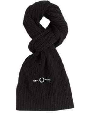 Fred Perry Sciarpa coste lana - Nero