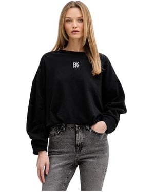 DKNY Rhinestone Logo Crewneck Sweatshirt - Zwart