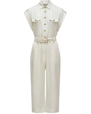 Salsa Jeans Jumpsuits & Playsuits ,Denim Jumpsuit Met Riem - Wit