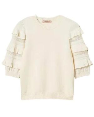 Twinset Truien & Vesten ,Wit ,Round-Neck Truien - Naturel