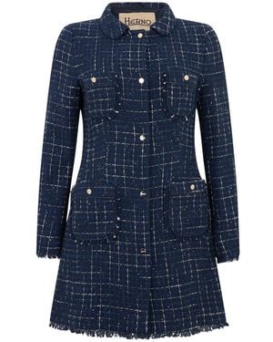 Herno Tweedjacke Mit Kragen - Blau