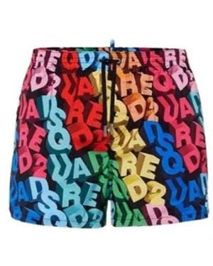 DSquared² Badmode ,Veelkleurig ,Boxer Midi - Rood